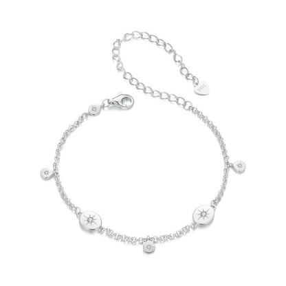 S925 Sterling Silver Platinum-plated Sun Bracelet(BSB182) - Bracelets by PMC Jewellery | Online Shopping South Africa | PMC Jewellery | Buy Now Pay Later Mobicred