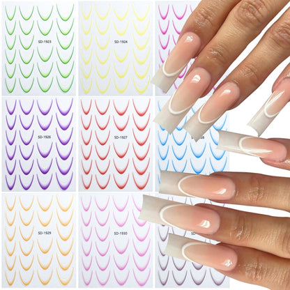 SD-1931 Line Nail Art Stickers Self-Adhesive Gradient Color French Manicure Stickers DIY Nail Tips Decals - Nail Stickers by PMC Jewellery | Online Shopping South Africa | PMC Jewellery | Buy Now Pay Later Mobicred