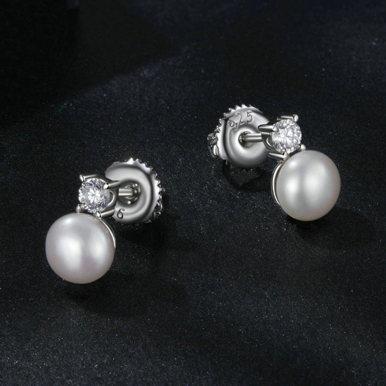 S925 Sterling Silver Platinum-plated Moissanite Pearl Earrings, Size: 0.5 Carat - Stud Earrings & Earrings by PMC Jewellery | Online Shopping South Africa | PMC Jewellery | Buy Now Pay Later Mobicred