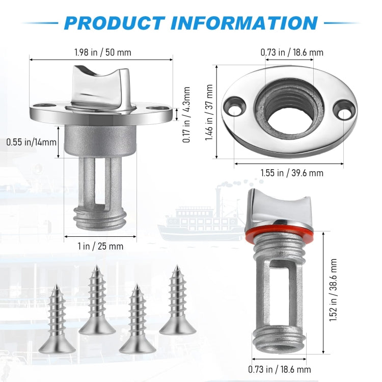 Stainless Steel Water Plug For Kayak Stern Drain, Set: 1pc - free shipping - PMC TechLife - Order now!