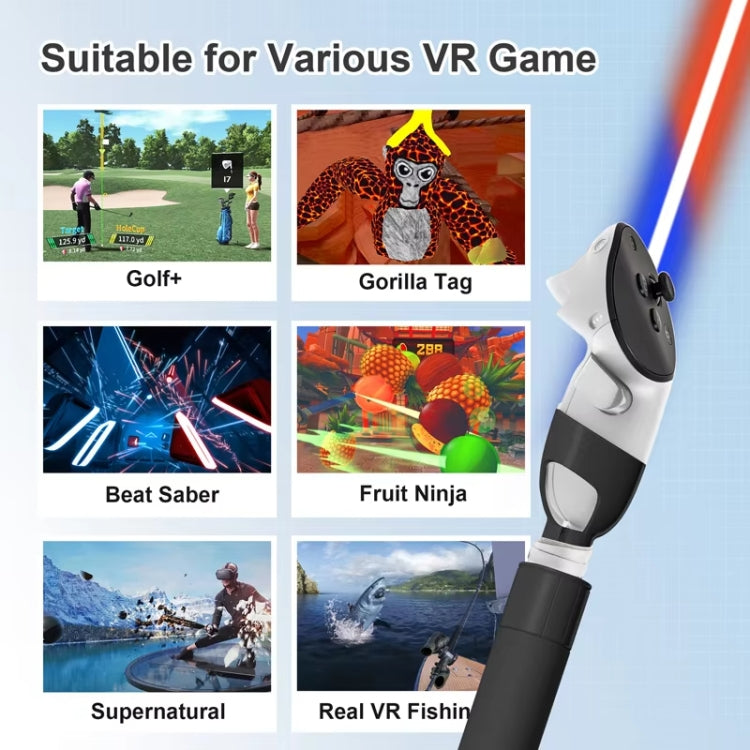 DEVASO For Meta Quest 3S / 3 Game Lightsaber Golf Game Extension Pole Baseball Grip Accessories(Black) - VR Accessories by PMC Jewellery | Online Shopping South Africa | PMC Jewellery | Buy Now Pay Later Mobicred