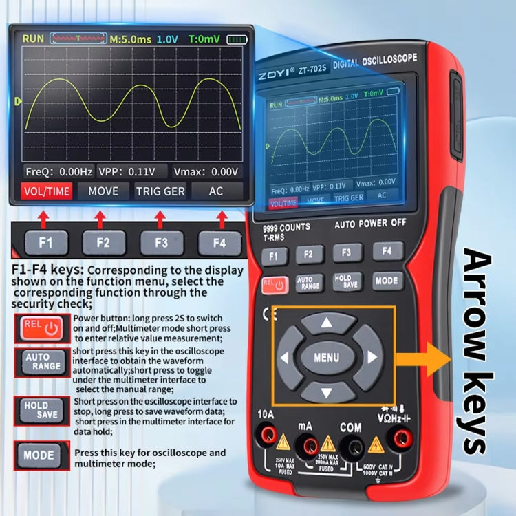 ZOYI Color Screen Multifunctional Handheld Digital Oscilloscope Multimeter(English) - Digital Multimeter by ZOYI | Online Shopping South Africa | PMC Jewellery | Buy Now Pay Later Mobicred