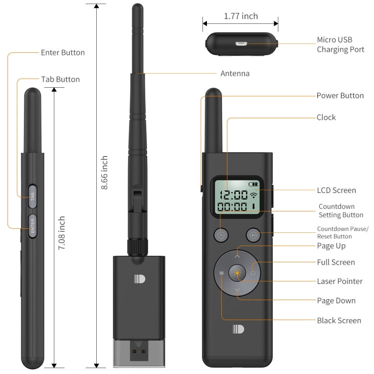 Doosl DSIT037 300m Long Distance Laser Remote Control Green Light Page Turner - free shipping - PMC Jewellery - Order now!