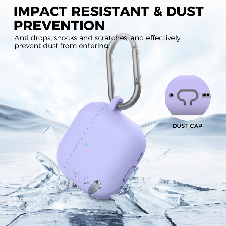 For Airpods 4 AhaStyle WG163 Earphone Drop-Proof Dust-Proof Silicone Protective Case With Cleanning Pen(Purple) - For AirPods 4 by AhaStyle | Online Shopping South Africa | PMC Jewellery | Buy Now Pay Later Mobicred