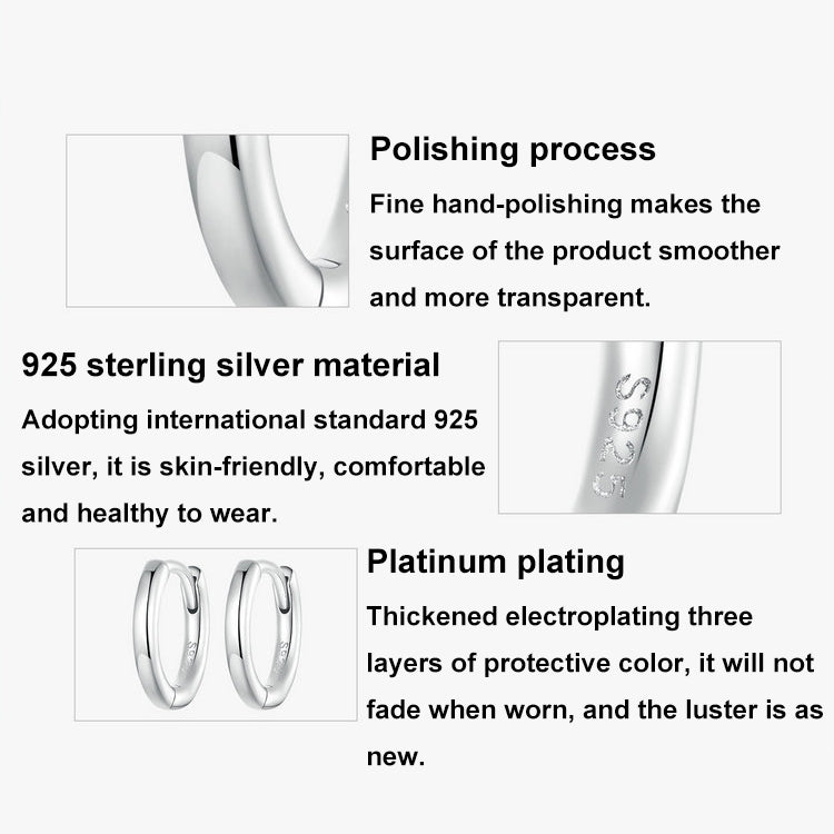 SCE1772 S925 Sterling Silver Platinum-plated Hoop Earrings, Size: S - Stud Earrings & Earrings by PMC Jewellery | Online Shopping South Africa | PMC Jewellery | Buy Now Pay Later Mobicred