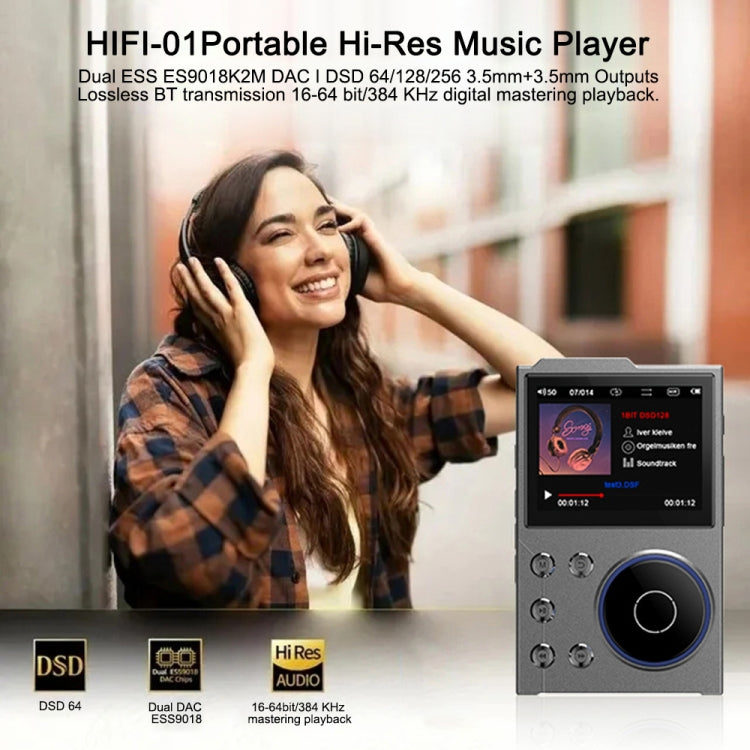 2.4 Inch HIFI Bluetooth Music Player DSD256 Mastering Sound Quality Walkman, Memory: 16GB+32GB(Gray) - MP3 Player by PMC Jewellery | Online Shopping South Africa | PMC Jewellery | Buy Now Pay Later Mobicred