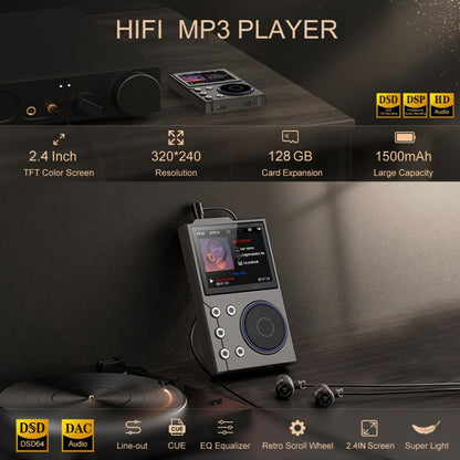 2.4 inch HIFI Bluetooth Music Player DSD256 Mastering Sound Quality Walkman, Memory: 16GB+8GB(Gray) - MP3 Player by PMC Jewellery | Online Shopping South Africa | PMC Jewellery | Buy Now Pay Later Mobicred