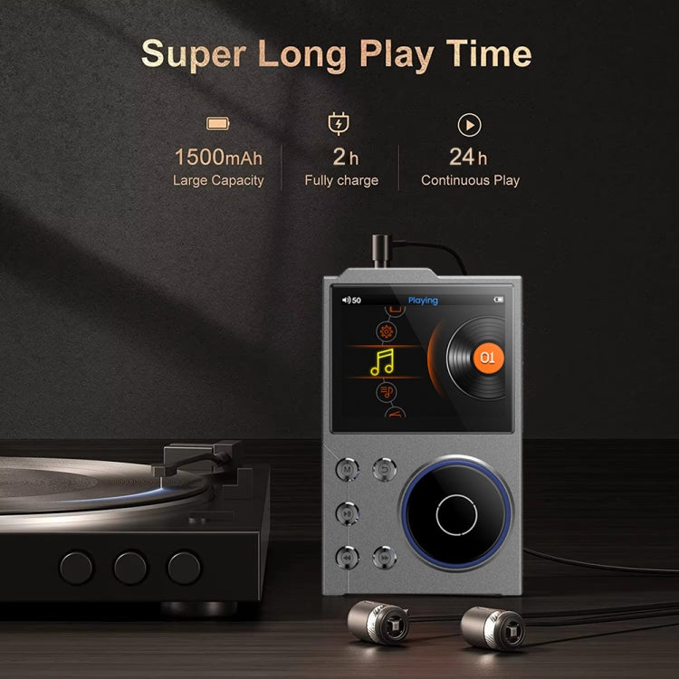 2.4 inch HIFI Bluetooth Music Player DSD256 Mastering Sound Quality Walkman, Memory: 16GB(Gray) - MP3 Player by PMC Jewellery | Online Shopping South Africa | PMC Jewellery | Buy Now Pay Later Mobicred