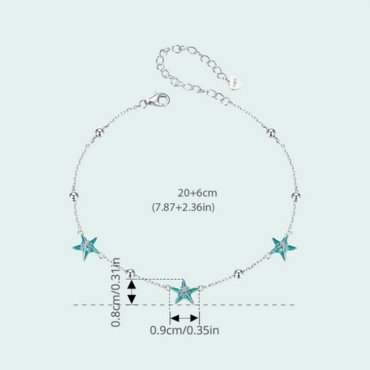 S925 Sterling Silver Platinum-plated Starfish Anklet Foot Ornament(SCT026) - Anklets by PMC Jewellery | Online Shopping South Africa | PMC Jewellery | Buy Now Pay Later Mobicred