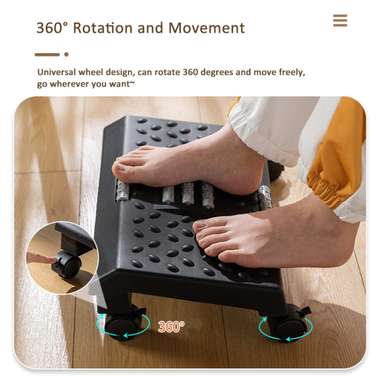 Massage Footrest Foot Rest for Under Desk with 360 Degree Swivel Casters(Black) - free shipping - PMC TechLife - Order now!