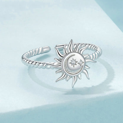 S925 Sterling Silver Warm Sun Adjustable Open Ring(SCR1038-E) - Rings by PMC Jewellery | Online Shopping South Africa | PMC Jewellery | Buy Now Pay Later Mobicred