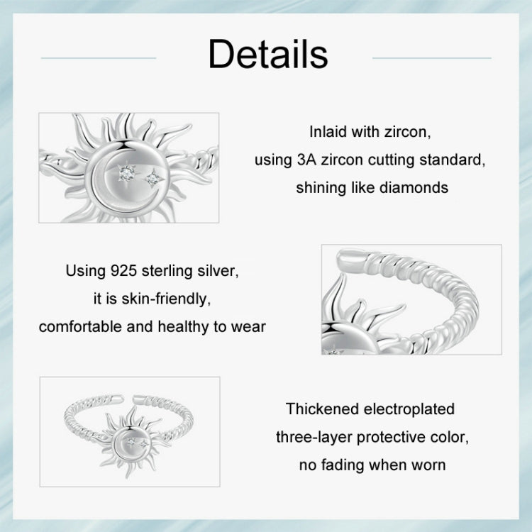 S925 Sterling Silver Warm Sun Adjustable Open Ring(SCR1038-E) - Rings by PMC Jewellery | Online Shopping South Africa | PMC Jewellery | Buy Now Pay Later Mobicred