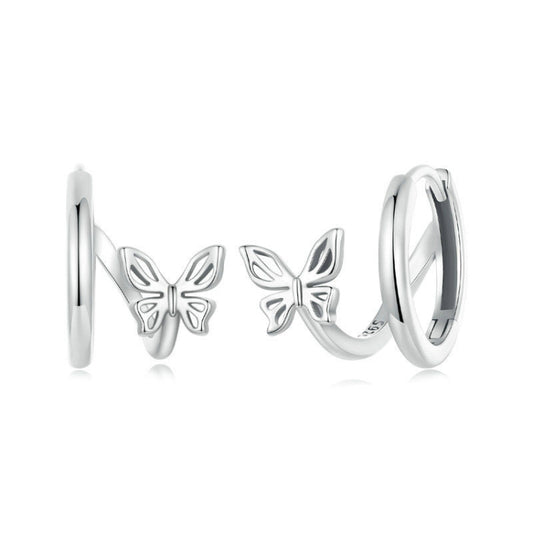 S925 Sterling Silver Oxidized Butterfly Earrings(SCE1766) - Stud Earrings & Earrings by PMC Jewellery | Online Shopping South Africa | PMC Jewellery | Buy Now Pay Later Mobicred