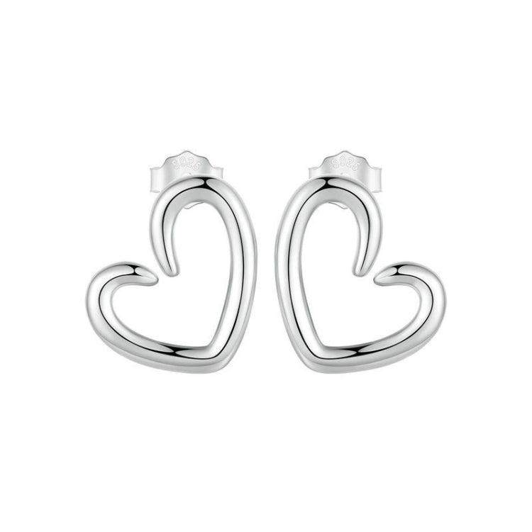 S925 Sterling Silver Oxidized Heart Earrings(SCE1769) - Stud Earrings & Earrings by PMC Jewellery | Online Shopping South Africa | PMC Jewellery | Buy Now Pay Later Mobicred