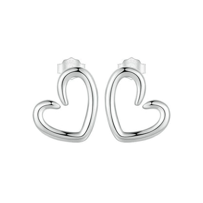 S925 Sterling Silver Oxidized Heart Earrings(SCE1769) - Stud Earrings & Earrings by PMC Jewellery | Online Shopping South Africa | PMC Jewellery | Buy Now Pay Later Mobicred