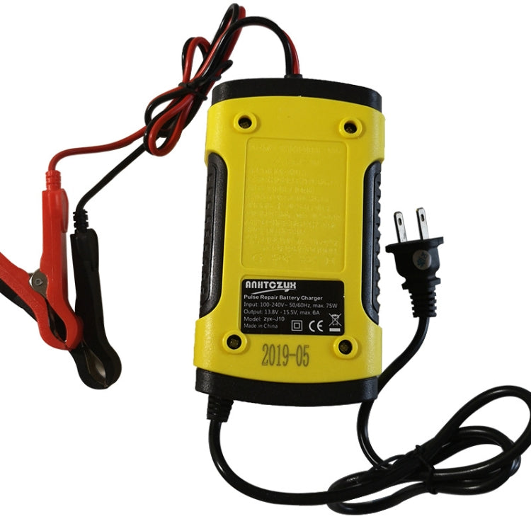 Anhtczyx 12V 6A  4Ah-100Ah Motorcycle Car Pulse Repair Charger With LCD Display(UK Plug) - Battery Charger by Anhtczyx | Online Shopping South Africa | PMC Jewellery | Buy Now Pay Later Mobicred