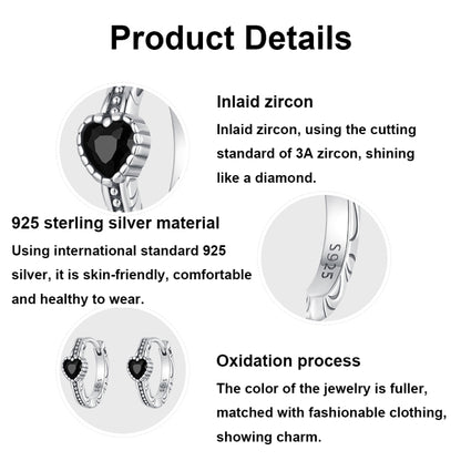 S925 Sterling Silver Oxidized Retro Elegant Heart-shaped Pattern Earrings(SCE1800) - Stud Earrings & Earrings by PMC Jewellery | Online Shopping South Africa | PMC Jewellery | Buy Now Pay Later Mobicred