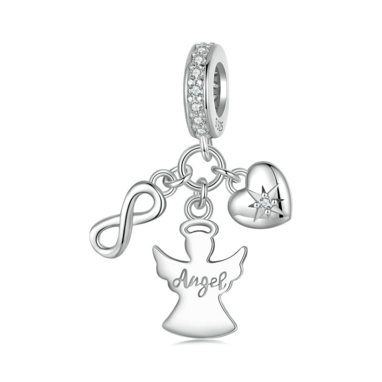 S925 Sterling Silver Platinum-plated Guardian Angel Good Luck Pendant Jewelry Beads(SCC2902) - Jewelry Accessories by PMC Jewellery | Online Shopping South Africa | PMC Jewellery | Buy Now Pay Later Mobicred