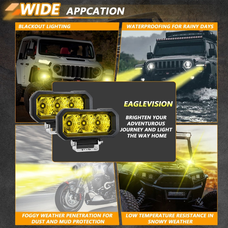 E23 40W 9V-30V 5 Inch Waterproof 3-Eye Headlight(Spotlight Yellow Light) - free shipping - PMC Jewellery - Order now!