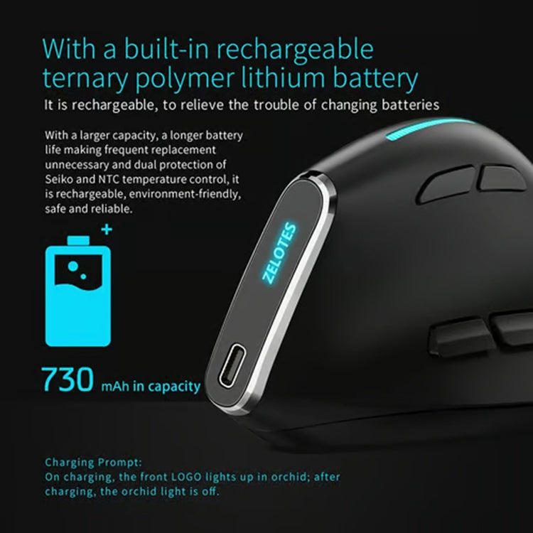 ZELOTES F36 9-Keys Vertical Grip Ergonomic Programming Dual Bluetooth + 2.4G Wireless Mouse(White) - Wireless Mice by ZELOTES | Online Shopping South Africa | PMC TechLife | Buy Now Pay Later Mobicred