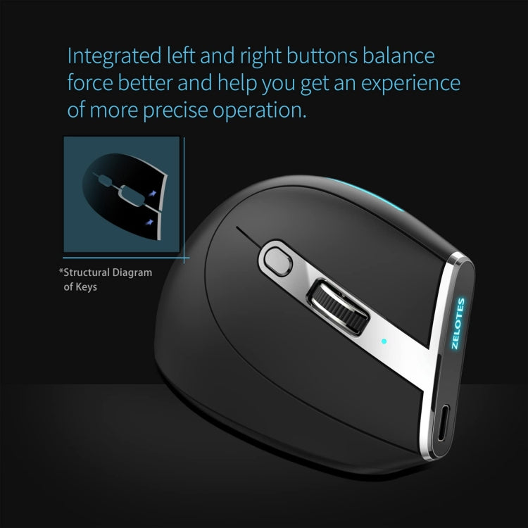 ZELOTES F36 9-Keys Vertical Grip Ergonomic Programming Dual Bluetooth + 2.4G Wireless Mouse(Black) - free shipping - PMC TechLife - Order now!