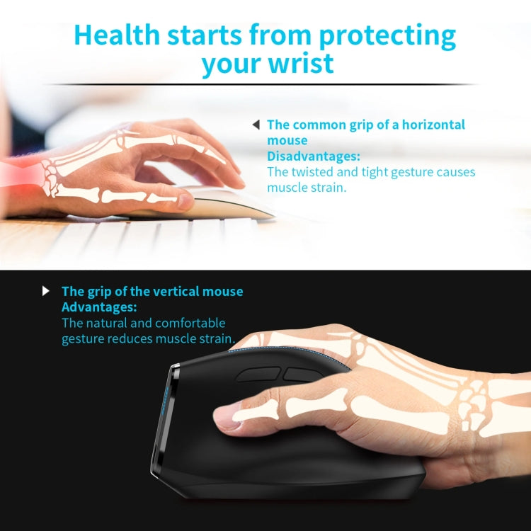 ZELOTES F36A 6-Buttons Vertical Grip Ergonomic Rechargeable Wireless Mouse(Black) - Wireless Mice by ZELOTES | Online Shopping South Africa | PMC TechLife | Buy Now Pay Later Mobicred