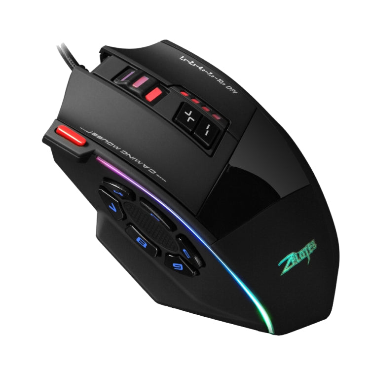 ZELOTES C13 13-keys RGB Lighting Effect Programming Macro Custom Gaming Wired Mouse(Black) - free shipping - PMC TechLife - Order now!