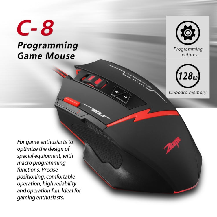 ZELOTES C8 8-buttons Ergonomic Game Programming Custom Wired Mouse(Black) - free shipping - PMC TechLife - Order now!