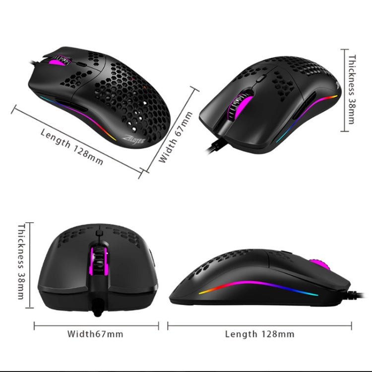 ZELOTES C7 7-buttons RGB Lighting Hollow Computer Office Wired Mouse(Black) - free shipping - PMC TechLife - Order now!