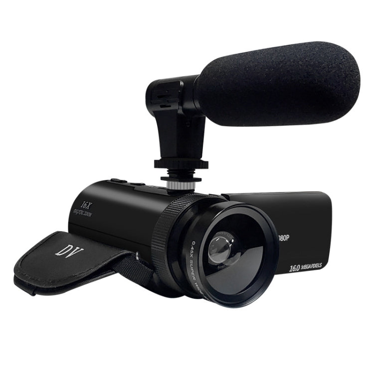 16MP 16X Digital Zoom Vlogging Camera Video Camcorder with 2.4 Inch Flip Screen, Spec: With Wide Angle & Mic AU Plug - Video Cameras by PMC TechLife | Online Shopping South Africa | PMC TechLife | Buy Now Pay Later Mobicred