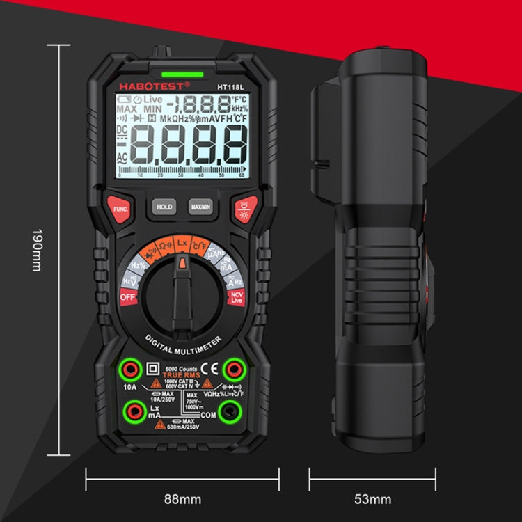 HABOTEST HT118L Mini High Precision Intelligent Anti-Burning Electrician Multimeter(Black) - free shipping - PMC TechLife - Order now!