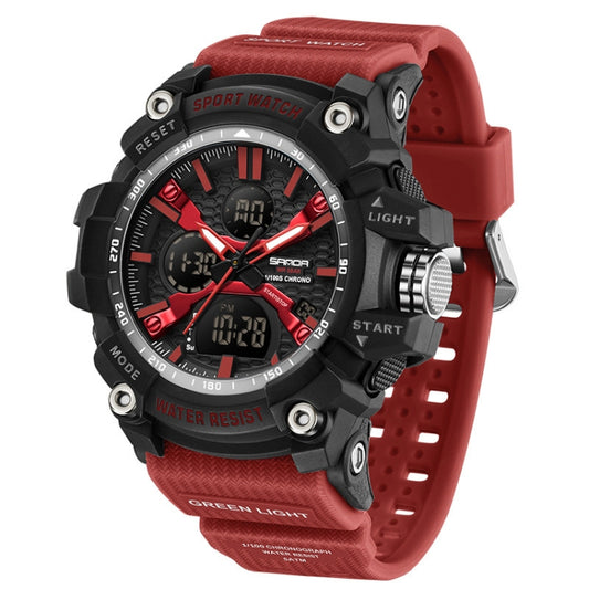 SANDA Men Electronic Watch Outdoor Sports Luminous Watch(Red) - Sport Watches by SANDA | Online Shopping South Africa | PMC Jewellery | Buy Now Pay Later Mobicred