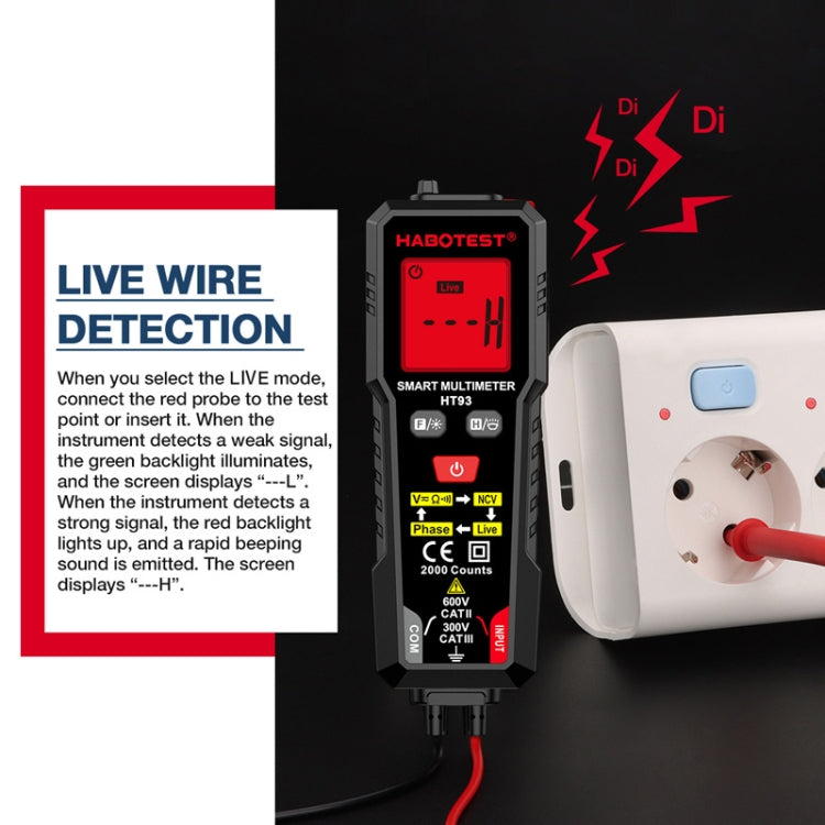 HABOTEST HT93 Phase Sequence Detection Intelligent Anti-Burn-In Fully Automatic Multimeter(Black) - Digital Multimeter by HABOTEST | Online Shopping South Africa | PMC TechLife | Buy Now Pay Later Mobicred