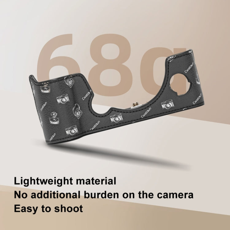 For FUJIFILM X-T5 Cwatcun D161 Vintage Camera Stand Camera Protective Leather Case(Black) - free shipping - PMC TechLife - Order now!