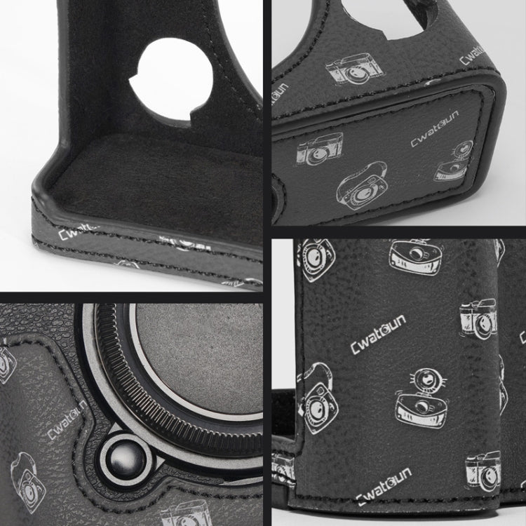 For FUJIFILM X-T5 Cwatcun D161 Vintage Camera Stand Camera Protective Leather Case(Black) - free shipping - PMC TechLife - Order now!