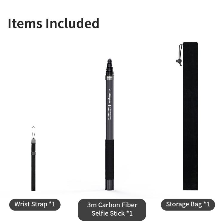 aMagisn 3m Carbon Fiber Invisible Selfie Stick Extension Rod For Action Camera - free shipping - PMC TechLife - Order now!