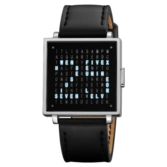 SKMEI Multi-function Letter Display Dial Square Men Electronic Watch, Color: Silver Leather Band - Metal Strap Watches by SKMEI | Online Shopping South Africa | PMC Jewellery | Buy Now Pay Later Mobicred