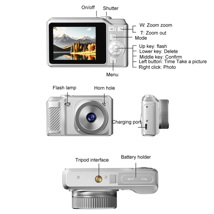 1080P HD Student Retro Digital Card Camera, Color: White+32G - Video Cameras by PMC TechLife | Online Shopping South Africa | PMC TechLife | Buy Now Pay Later Mobicred