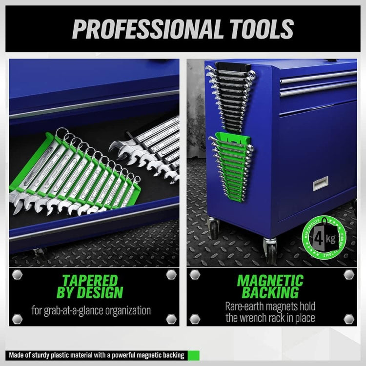 12-Slot Plastic Magnetic Removable Tray Wrench Storage Bracket(Black+Blue) - free shipping - PMC TechLife - Order now!