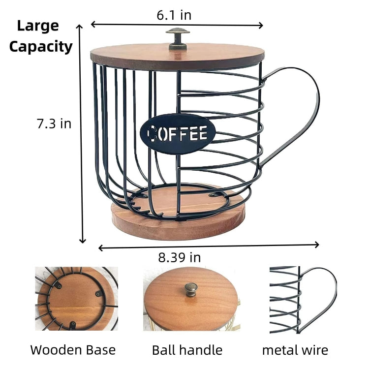Coffee Companion Storage Rack Cup-Shaped Kitchen Storage Basket, Color: Black No Words - free shipping - PMC TechLife - Order now!