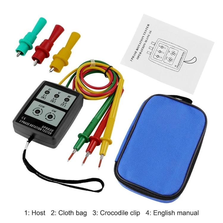 SP8030 3 Phase Alternating Current Phase Meter Phase Detector Rotation Tester Indicator Digital Phase-Order Indicator - Digital Multimeter by PMC TechLife | Online Shopping South Africa | PMC TechLife | Buy Now Pay Later Mobicred