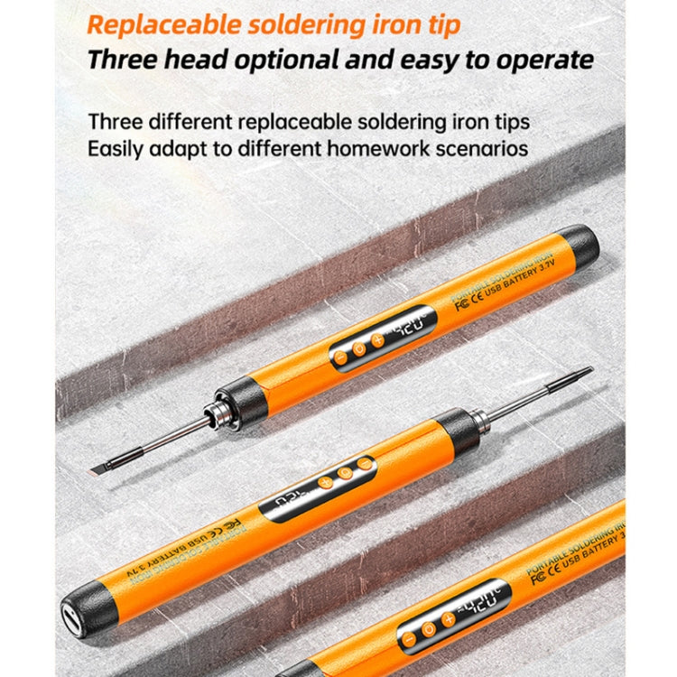 USB Digital Display Charging Soldering Iron Set 5-speed Temperature Adjustable Standard Edition Orange - Soldering Iron Set by PMc TechLife | Online Shopping South Africa | PMc TechLife | Buy Now Pay Later Mobicred
