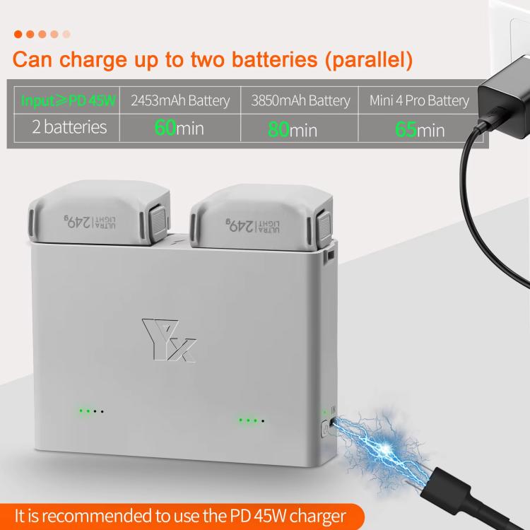 For DJI Mini 4 Pro / Mini 3 Pro / Mini 3 YX  Two-Way Charger Battery Manager(Silver) - free shipping - PMC TechLife - Order now!