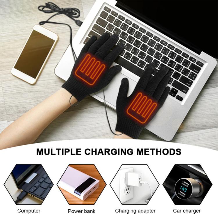 USB Heating Electric Warm Gloves Students Internet Writing Game Thickened Full Finger Knitted Heated Gloves, Size: Uniform(Gray) - Safety Gloves by PMC TechLife | Online Shopping South Africa | PMC TechLife | Buy Now Pay Later Mobicred