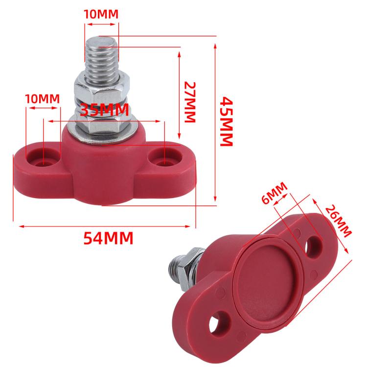 12V RV Yacht M10 Single Pole Battery Terminal, Color: Red - free shipping - PMC TechLife - Order now!