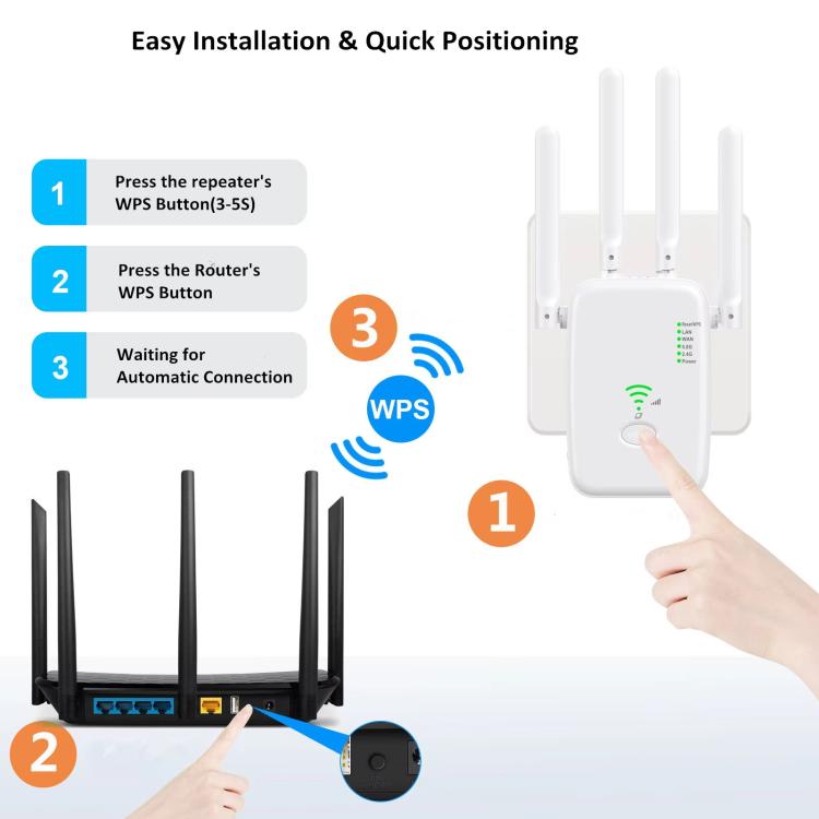 Urant U11 1200Mbps 2.4G&5.8G Wireless Repeater WiFi Signal Amplifier Support WPS Quick Setting UK Plug White - free shipping - PMC TechLife - Order now!