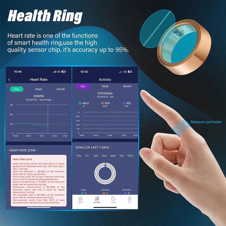 RK-C258 H11 Smart Bluetooth Ring With Sleep / Heart Rate / Blood Pressure Monitoring, Size: 7(Black) - Smart Rings / Smart Telephones by PMC Jewellery | Online Shopping South Africa | PMC Jewellery | Buy Now Pay Later Mobicred