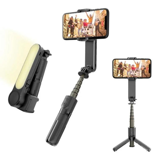 L09 Mini Handheld Folding Anti-shake Stabilizer Bluetooth Beauty Fill Light Selfie Stick(Black) - Selfie Sticks by PMC Jewellery | Online Shopping South Africa | PMC Jewellery | Buy Now Pay Later Mobicred