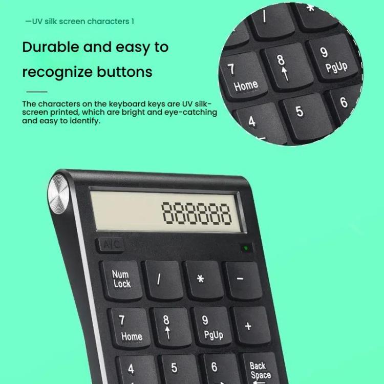 2.4G Dual-Mode Display Digital Keypad Cashier Office Computer Rechargeable Wireless Keyboard - Mini Keyboard by PMC TechLife | Online Shopping South Africa | PMC TechLife | Buy Now Pay Later Mobicred
