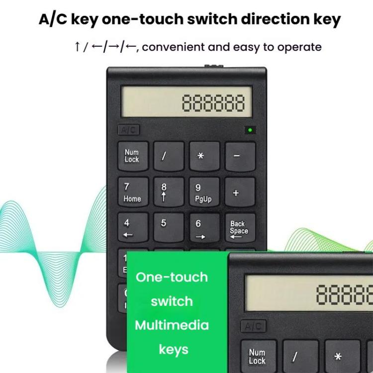2.4G Dual-Mode Display Digital Keypad Cashier Office Computer Rechargeable Wireless Keyboard - Mini Keyboard by PMC TechLife | Online Shopping South Africa | PMC TechLife | Buy Now Pay Later Mobicred